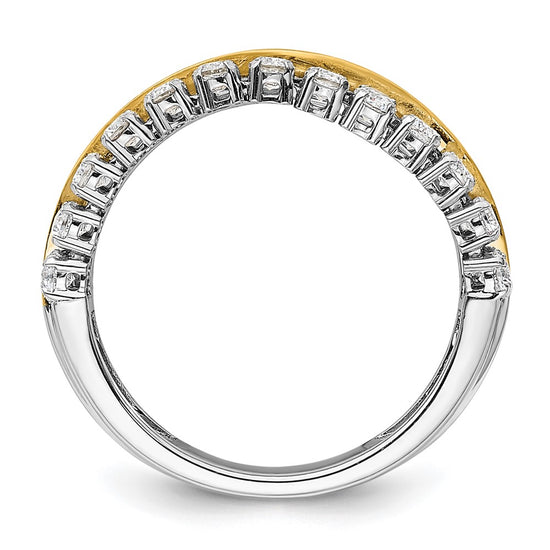 14k Two-tone 7/8 carat Lab Grown Diamond VS/SI+ G+ Complete Double Row Fashion Band