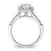 14kw Lab Grown VS/SI+ G+ Dia Radiant Halo Semi-mount Engagement Ring