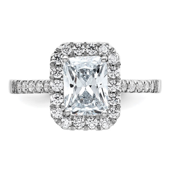 14kw Lab Grown VS/SI+ G+ Dia Radiant Halo Semi-mount Engagement Ring