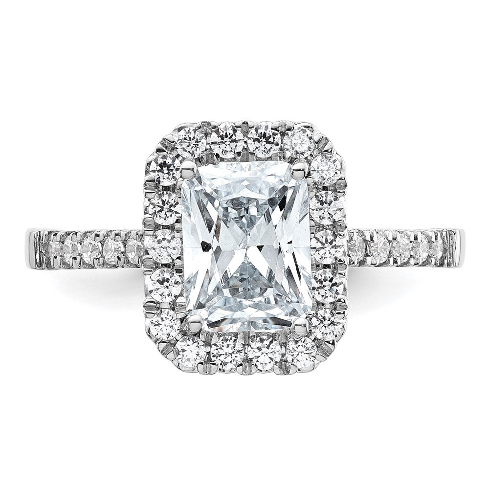 14kw Lab Grown VS/SI+ G+ Dia Radiant Halo Semi-mount Engagement Ring