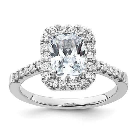 14kw Lab Grown VS/SI+ G+ Dia Radiant Halo Semi-mount Engagement Ring