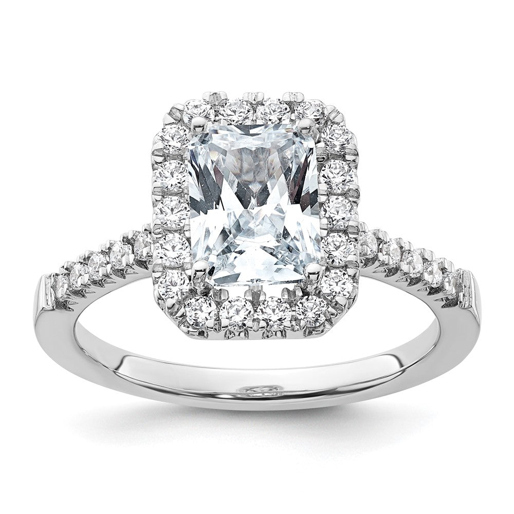 14kw Lab Grown VS/SI+ G+ Dia Radiant Halo Semi-mount Engagement Ring