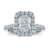 14kw Certified 1.93ct Radiant Lab Grown VS/SI FGH Dia Halo Complete Engagem