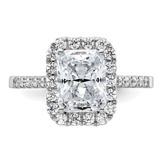 14kw Lab Grown VS/SI+ G+ Dia Radiant Halo Semi-mount Engagement Ring