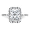 14kw Lab Grown VS/SI+ G+ Dia Radiant Halo Semi-mount Engagement Ring