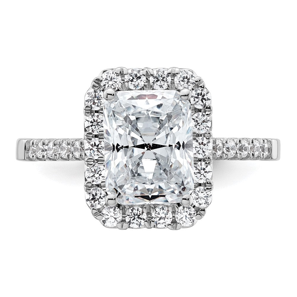14kw Lab Grown VS/SI+ G+ Dia Radiant Halo Semi-mount Engagement Ring
