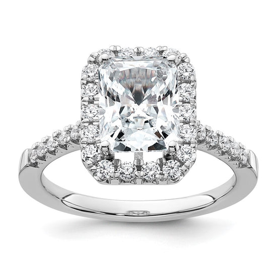 14kw Lab Grown VS/SI+ G+ Dia Radiant Halo Semi-mount Engagement Ring