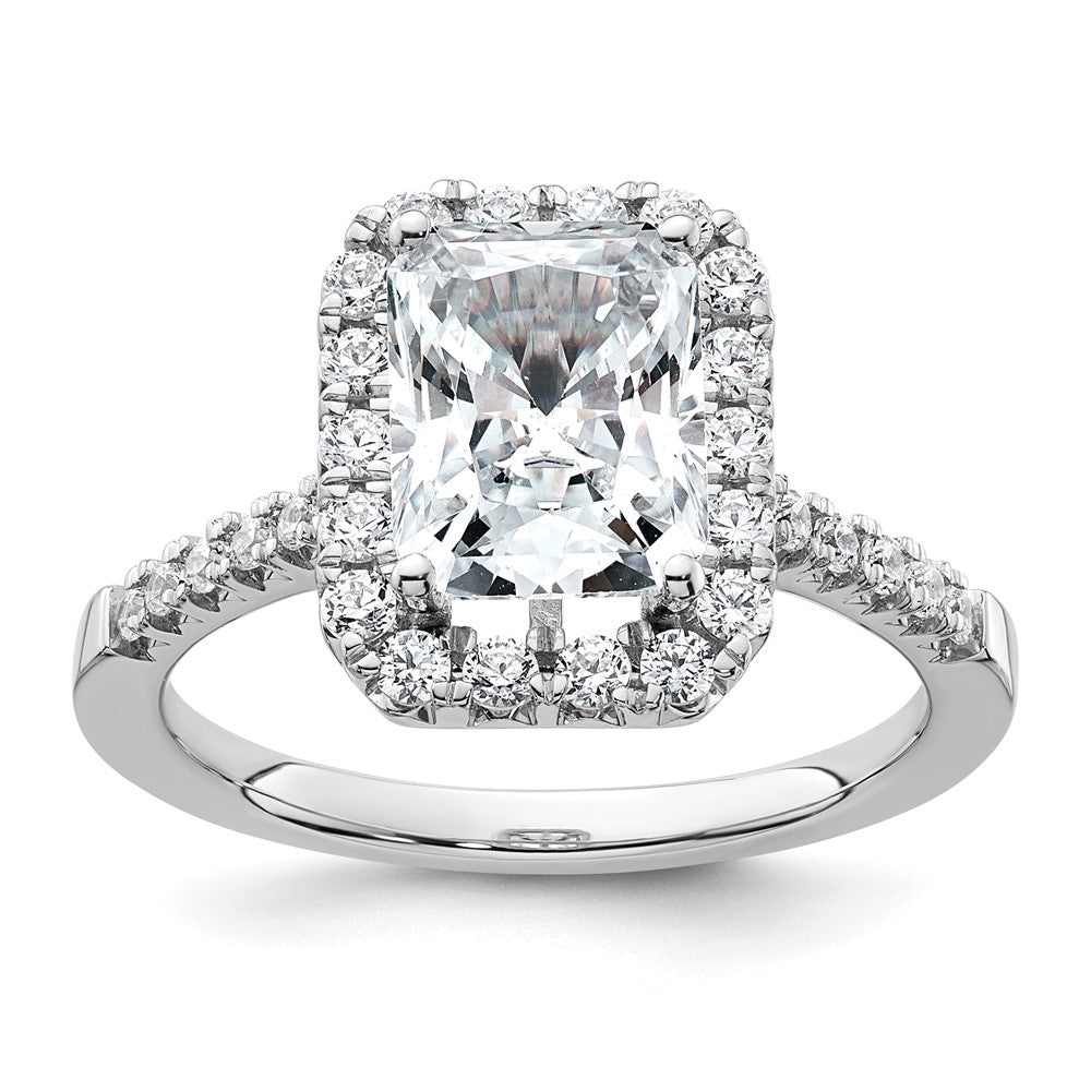 14kw Lab Grown VS/SI+ G+ Dia Radiant Halo Semi-mount Engagement Ring