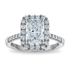 14kw Certified 2.5ct Radiant Lab Grown VS/SI FGH Dia Halo Complete Engageme