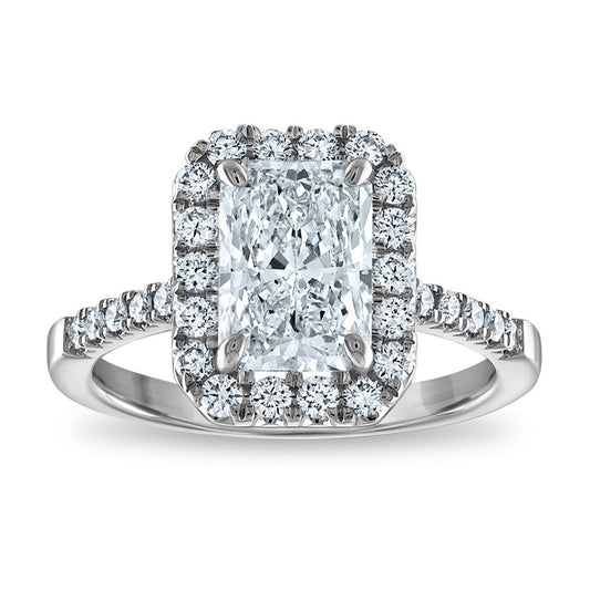 14kw Certified 2.5ct Radiant Lab Grown VS/SI FGH Dia Halo Complete Engageme
