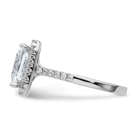 14kw Lab Grown VS/SI+ G+ Dia Radiant Halo Semi-mount Engagement Ring