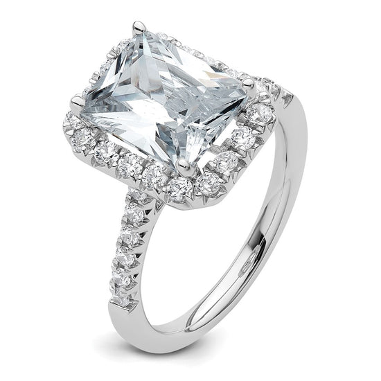 14kw Lab Grown VS/SI+ G+ Dia Radiant Halo Semi-mount Engagement Ring