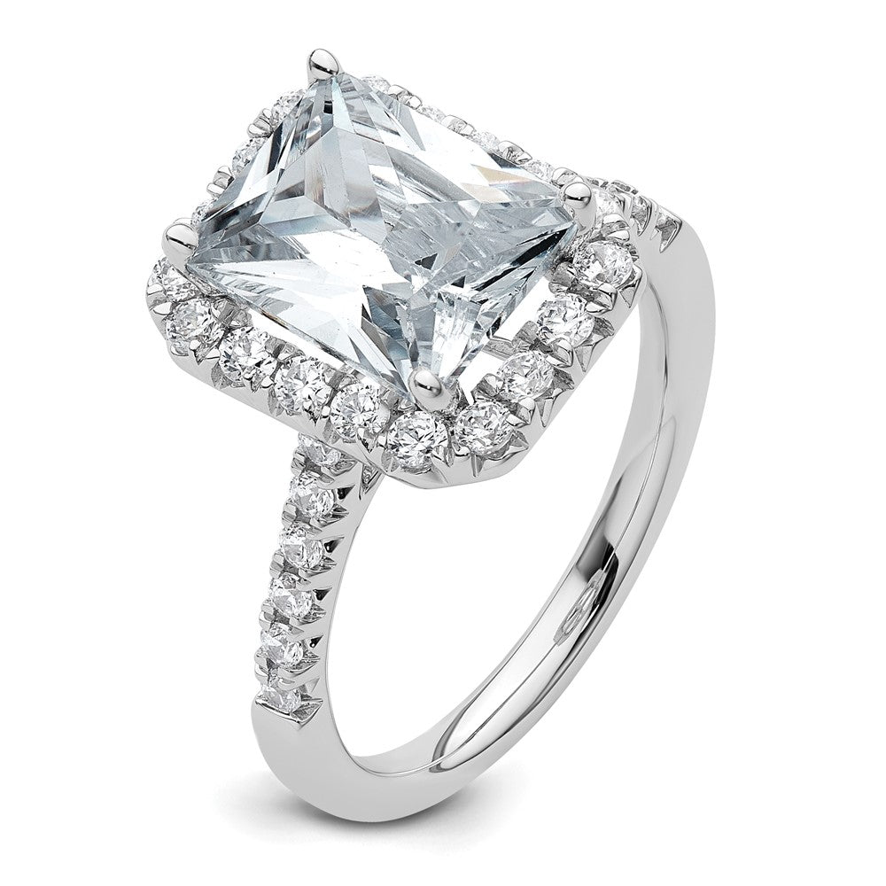 14kw Lab Grown VS/SI+ G+ Dia Radiant Halo Semi-mount Engagement Ring
