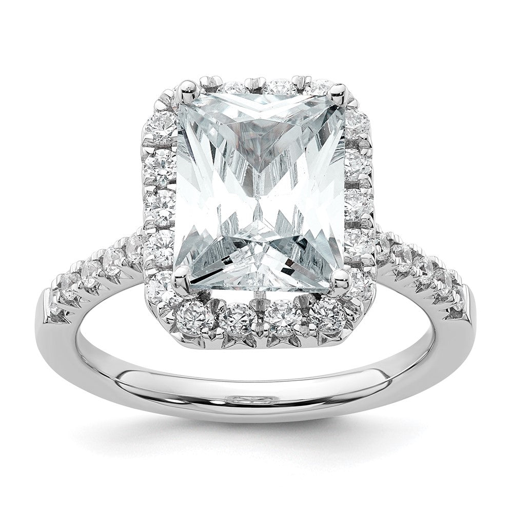 14kw Lab Grown VS/SI+ G+ Dia Radiant Halo Semi-mount Engagement Ring