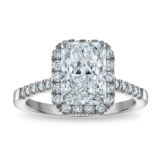 14kw Certified 3.13ct Radiant Lab Grown VS/SI FGH Dia Halo Complete Engagem