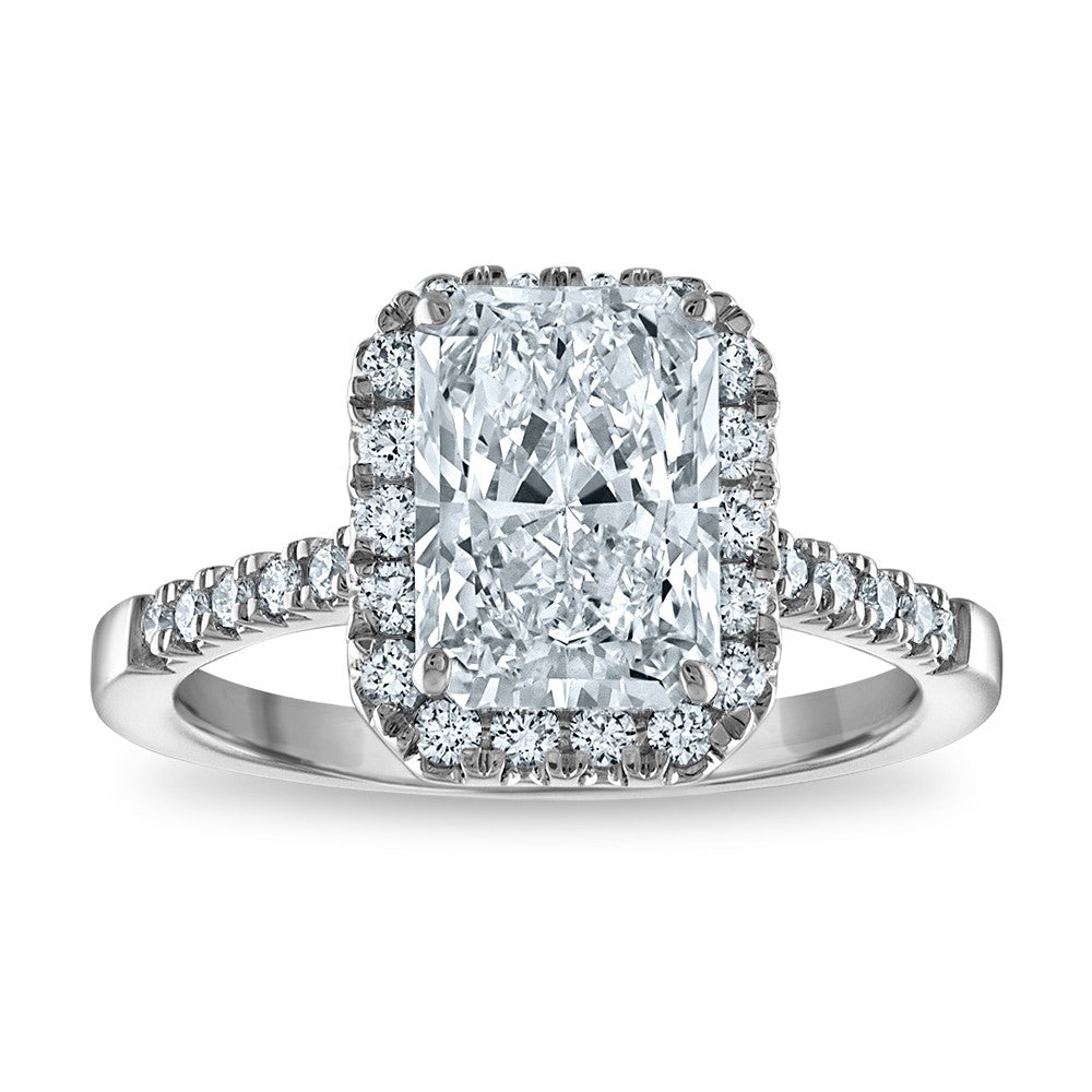 14kw Certified 3.13ct Radiant Lab Grown VS/SI FGH Dia Halo Complete Engagem