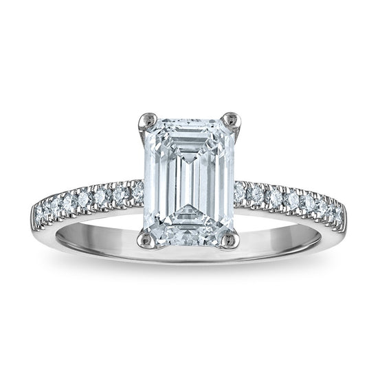 14kw Certified 1.97ct Emerald Lab Grown VS/SI FGH Dia Complete Engagement R