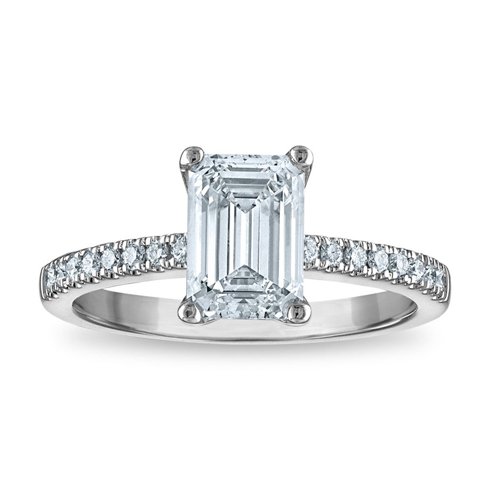 14kw Certified 1.97ct Emerald Lab Grown VS/SI FGH Dia Complete Engagement R
