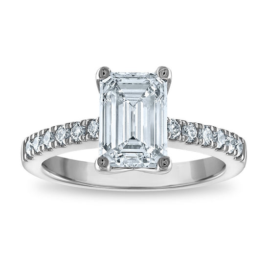 14kw Certified 2.54ct Emerald Lab Grown VS/SI FGH Dia Complete Engagement R