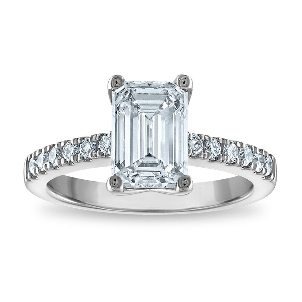 14kw Certified 2.54ct Emerald Lab Grown VS/SI FGH Dia Complete Engagement R