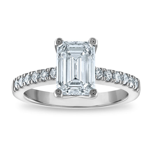 14kw Certified 2.54ct Emerald Lab Grown VS/SI FGH Dia Complete Engagement R