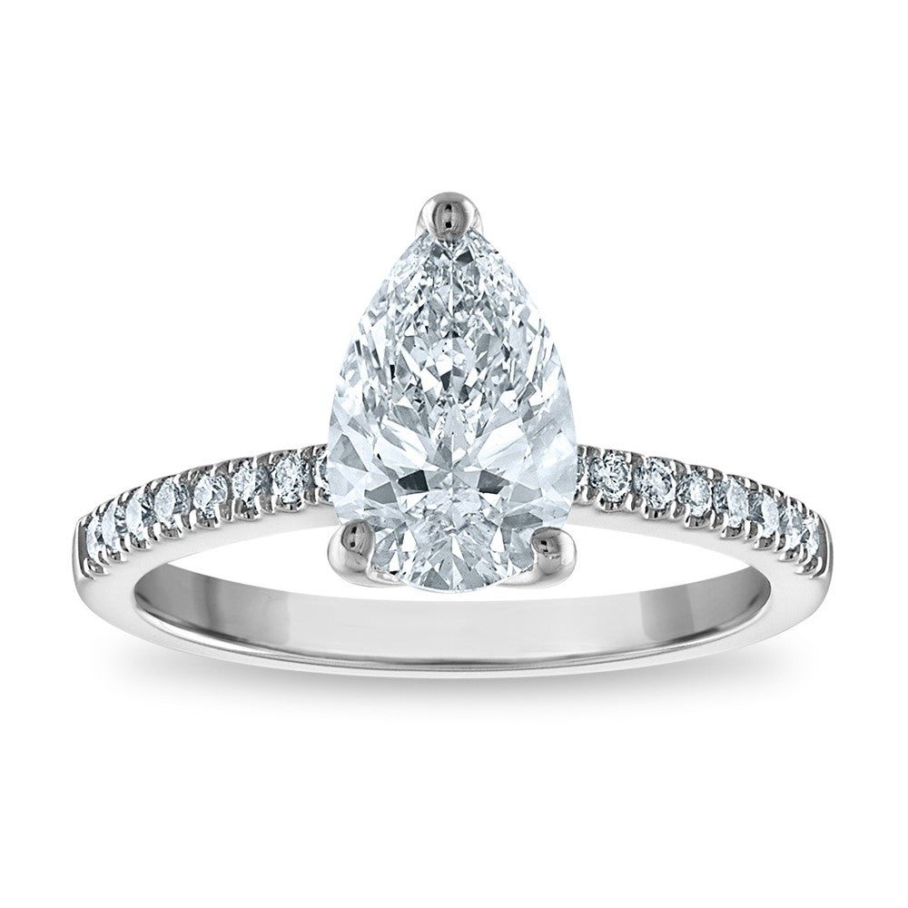 14kw Certified 1.97ct Pear Lab Grown VS/SI FGH Dia Complete Engagement Ring