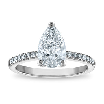 14kw Certified 1.97ct Pear Lab Grown VS/SI FGH Dia Complete Engagement Ring — RM10280E-170C-7WLG