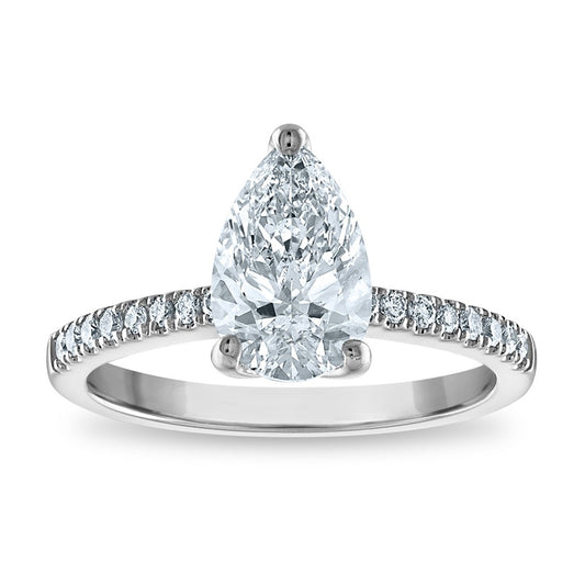14kw Certified 1.97ct Pear Lab Grown VS/SI FGH Dia Complete Engagement Ring — RM10280E-170C-7WLG