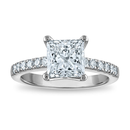 14kw Certified 2.57ct Princess Lab Grown VS/SI FGH Dia Complete Engagement