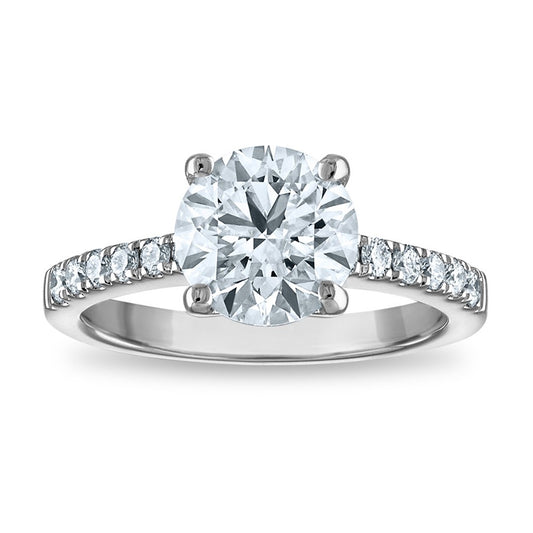 14kw Certified 2.57ct Round Lab Grown VS/SI FGH Dia Complete Engagement Rin