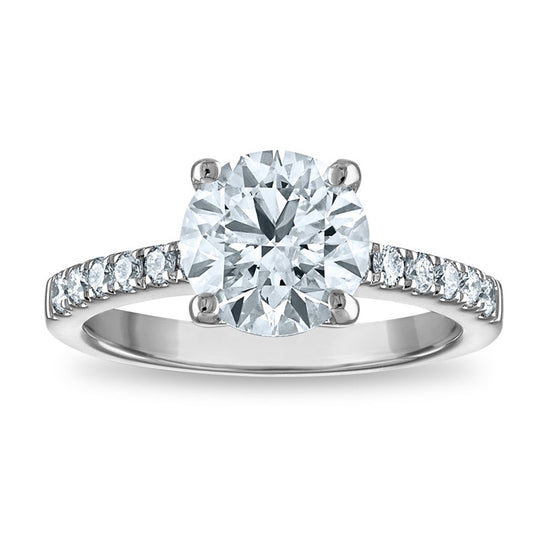 14kw Certified 2.57ct Round Lab Grown VS/SI FGH Dia Complete Engagement Rin