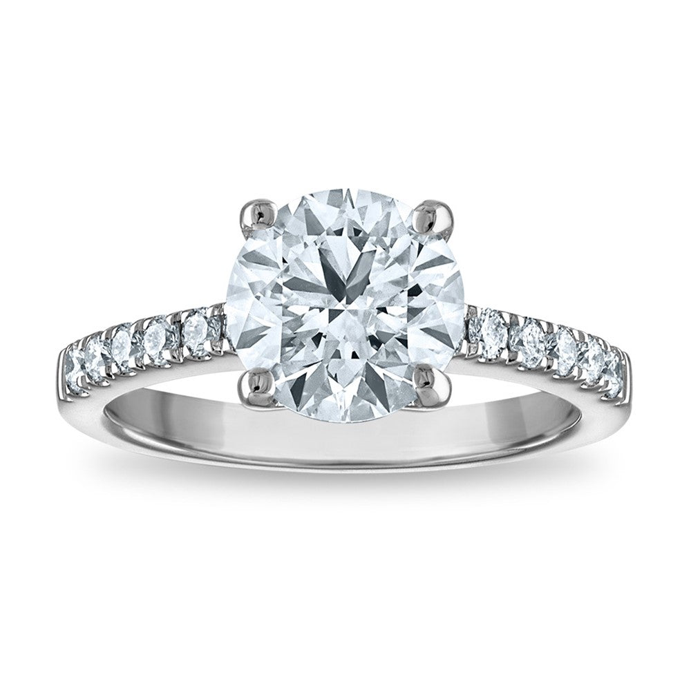 14kw Certified 2.57ct Round Lab Grown VS/SI FGH Dia Complete Engagement Rin