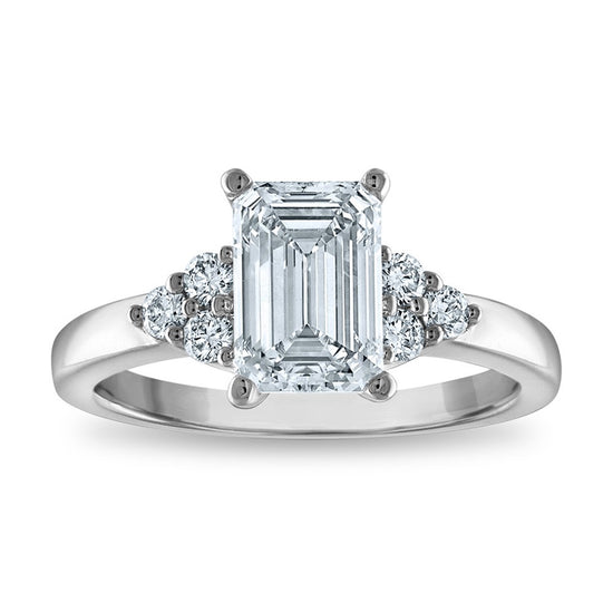 14kw Certified 2.04ct Emerald Lab Grown VS/SI FGH Dia Complete Engagement R