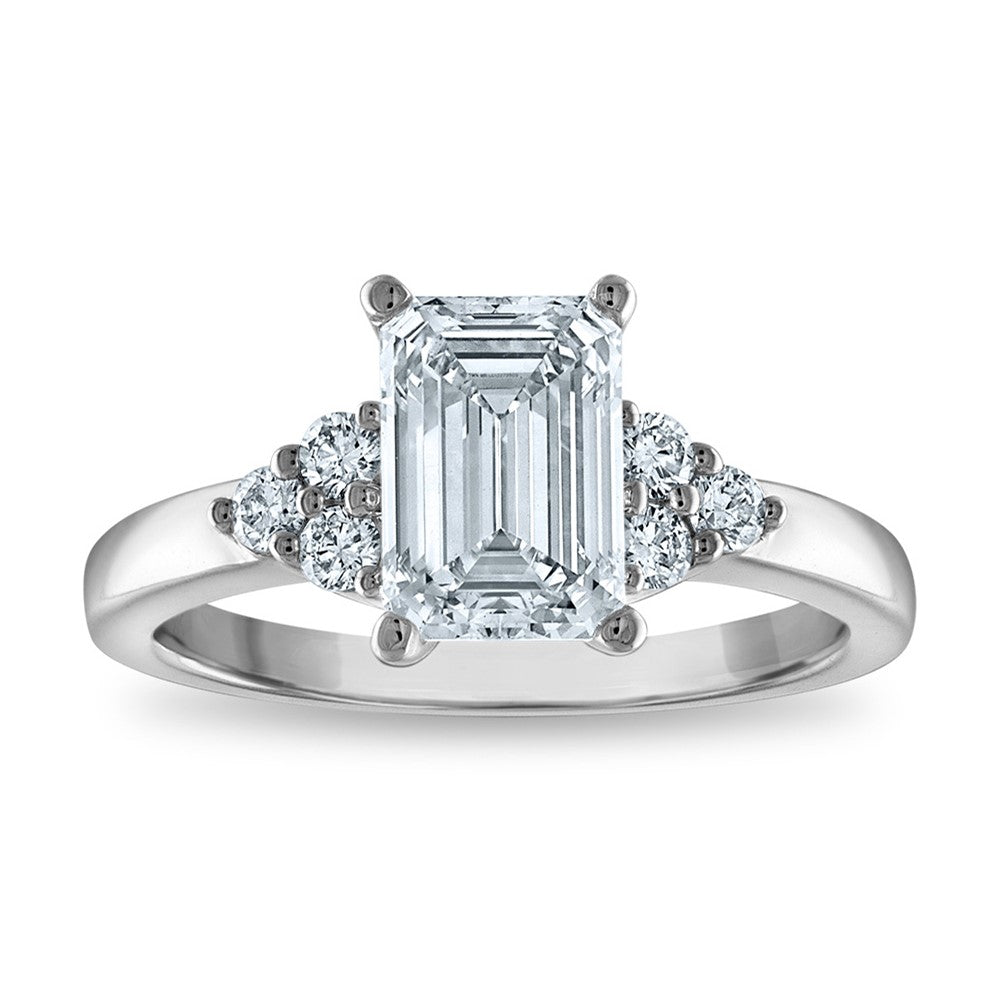 14kw Certified 2.04ct Emerald Lab Grown VS/SI FGH Dia Complete Engagement R
