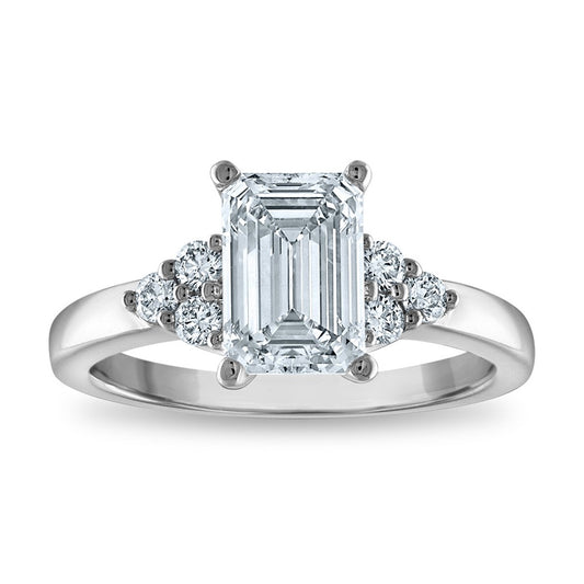 14kw Certified 2.04ct Emerald Lab Grown VS/SI FGH Dia Complete Engagement R
