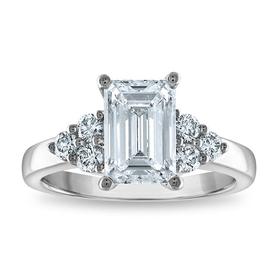 14kw Certified 2.63ct Emerald Lab Grown VS/SI FGH Dia Complete Engagement R