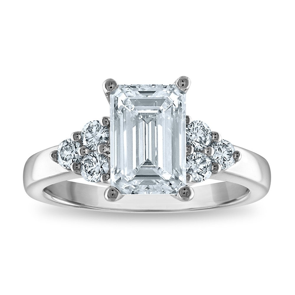 14kw Certified 2.63ct Emerald Lab Grown VS/SI FGH Dia Complete Engagement R