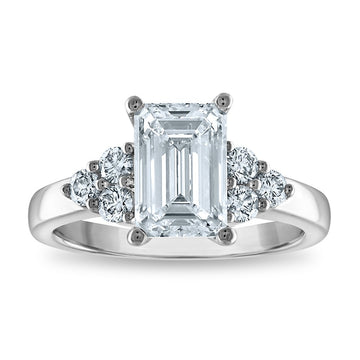 14kw Certified 2.63ct Emerald Lab Grown VS/SI FGH Dia Complete Engagement R