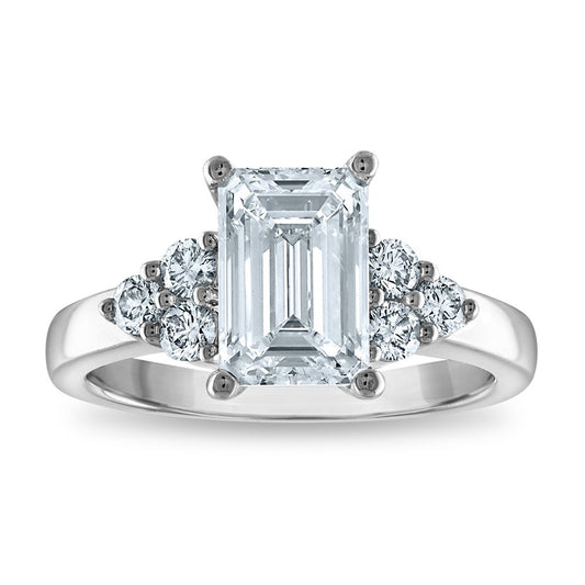 14kw Certified 2.63ct Emerald Lab Grown VS/SI FGH Dia Complete Engagement R