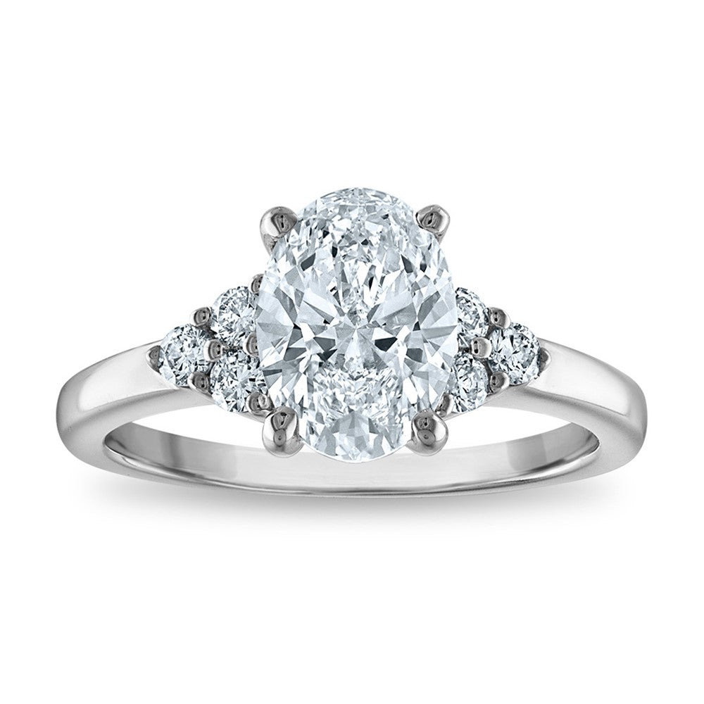14kw Certified 2.05ct Oval Lab Grown VS/SI FGH Dia Complete Engagement Ring