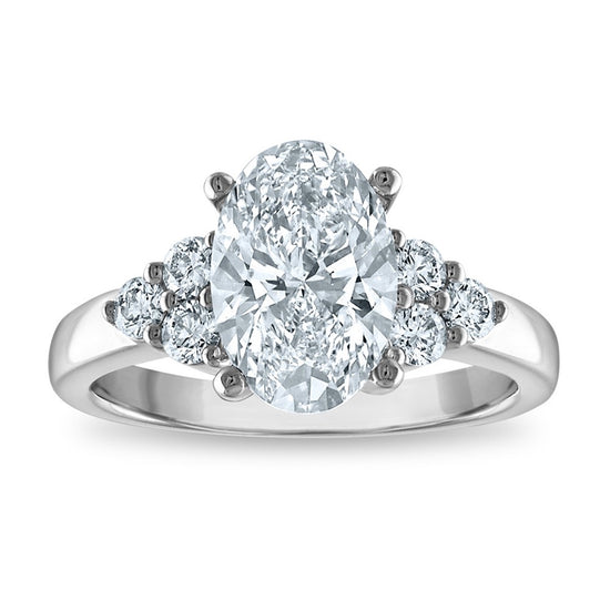 14kw Certified 2.65ct Oval Lab Grown VS/SI FGH Dia Complete Engagement Ring