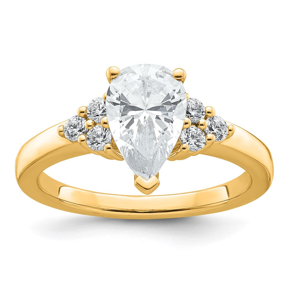 14k Yellow, w/ White Head Cert 2.64ct Pear Lab Grown VS/SI FGH Dia Complet