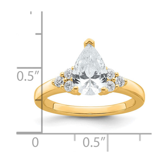 14k Yellow, w/ White Head Cert 2.64ct Pear Lab Grown VS/SI FGH Dia Complet