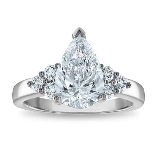 14kw Certified 2.64ct Pear Lab Grown VS/SI FGH Dia Complete Engagement Ring