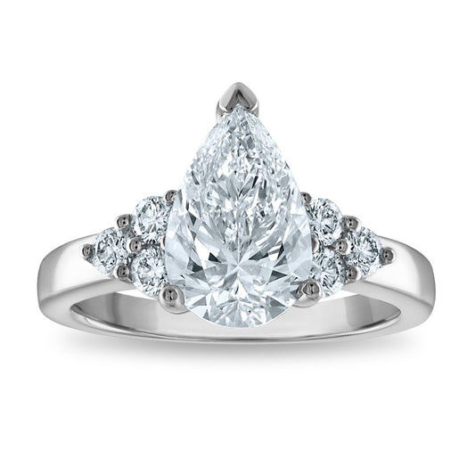 14kw Certified 2.64ct Pear Lab Grown VS/SI FGH Dia Complete Engagement Ring