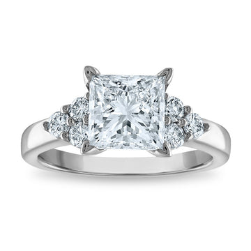 14kw Certified 2.64ct Princess Lab Grown VS/SI FGH Dia Complete Engagement