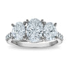 14kw 3ctw 3-Stone Oval Lab Grown VS/SI+ G+ Dia Complete Engagement Ring