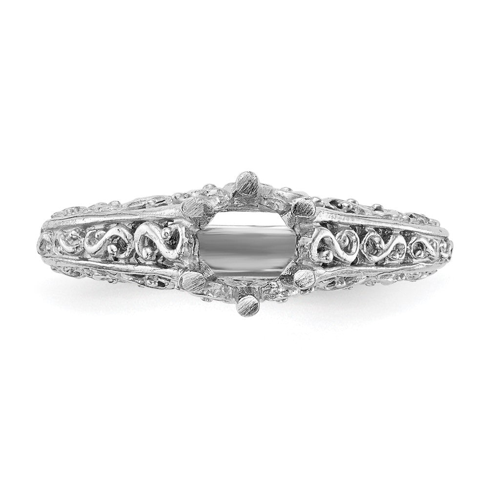 14k White Gold Round Solitaire 5/8 carat Center Vintage Engagement Ring Mounting
