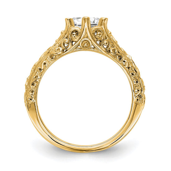 14k Yellow Gold 1.25 carat (7.00 mm) 6-Prong Vintage Round Solitaire Engagement Ring Mounting