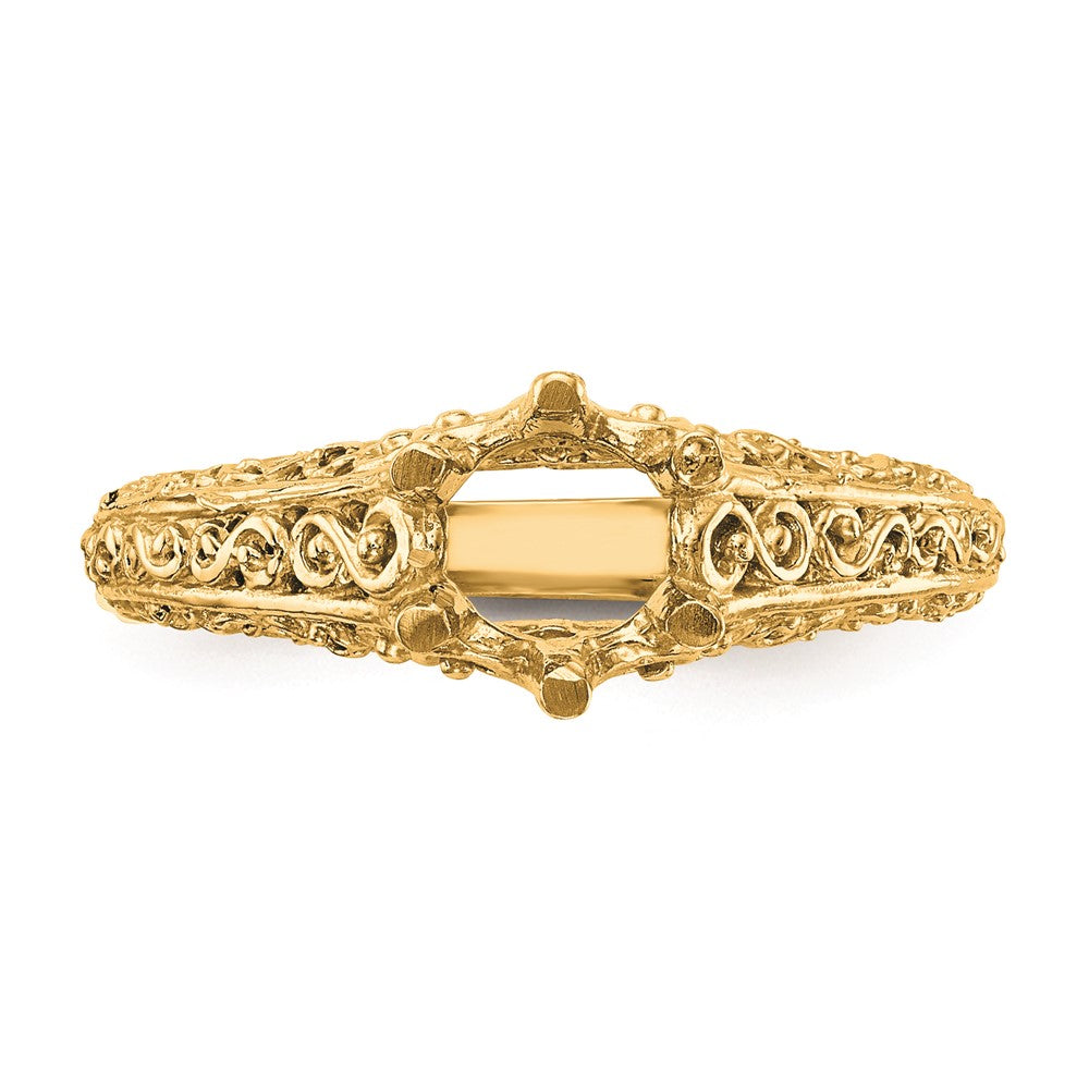 14k Yellow Gold 1.25 carat (7.00 mm) 6-Prong Vintage Round Solitaire Engagement Ring Mounting